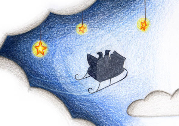 Illustrationen (S.11) für mein Kinderbuch "Besuch in der Weihnachtswerkstatt"