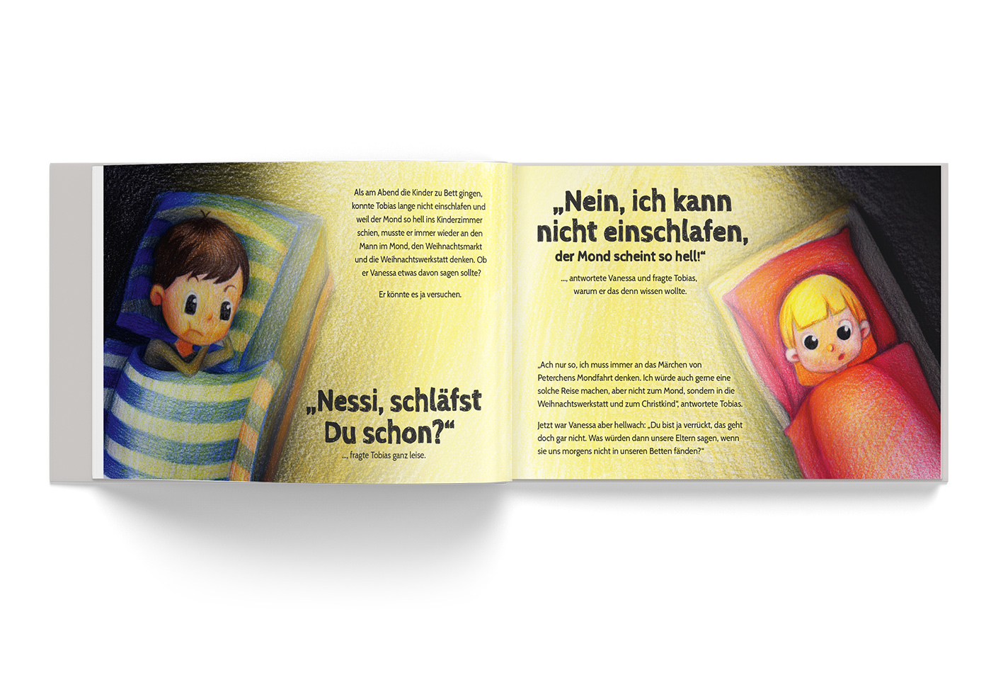 Buch-Gestaltung/Illustrationen (S.4) für mein Kinderbuch "Besuch in der Weihnachtswerkstatt"