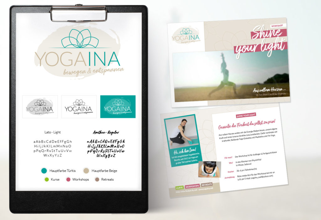 Geschäftsausstattung und Corporate Design: YOGAINA - Yogatrainerin - Karina Samtleben