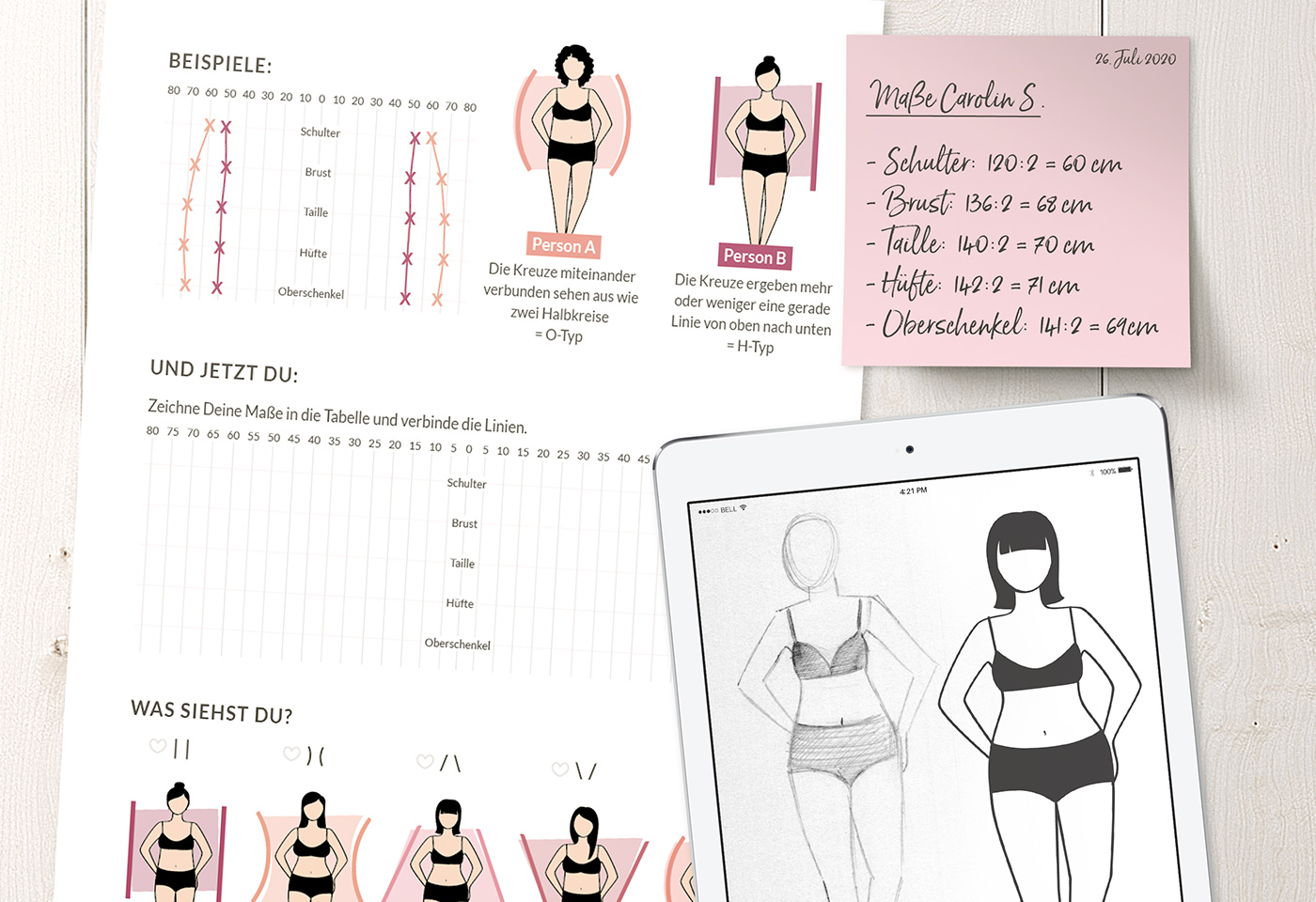 Flyerdesign und Illustrationen für Figurtypen (3): Lieblingskurve – Mode- & Stilberatung (Milena Georg)