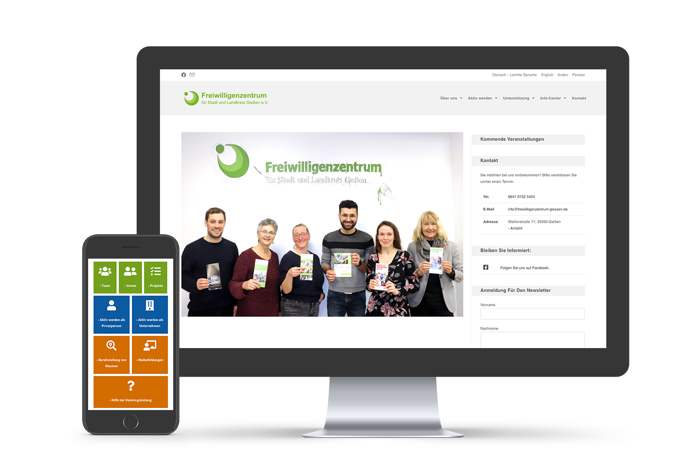 Wordpress-Website, Blog und Veranstaltungskalender für das Freiwilligenzentrum Gießen inklusive responsivem Webdesign