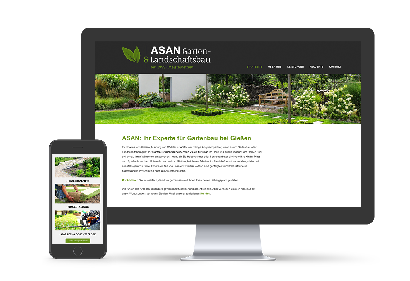 Wordpress-Website für das ASAN Garten- & Landschaftsbau inklusive responsivem Webdesign