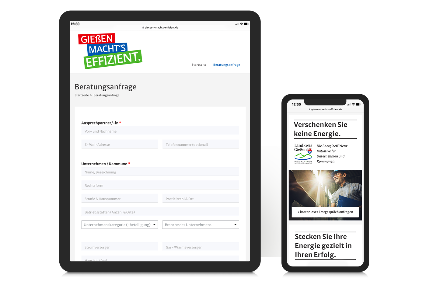 Responsives Webdesign für die Energieeffizienz-Initiative des Landkreises Gießen "Gießen macht's effizient"