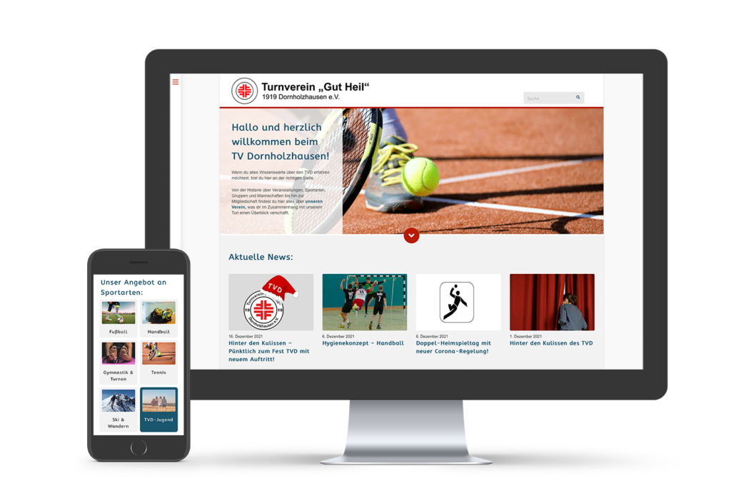 Wordpress-Website und Blog für den Turnverein "TV Dornholzhausen – Gut heil" inklusive responsivem Webdesign