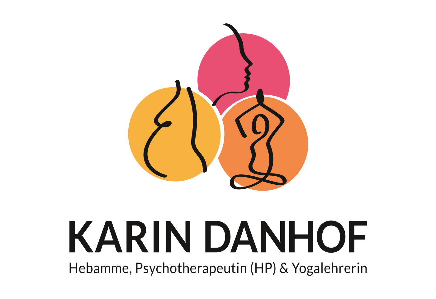 Logodesign: KARIN DANHOF - Hebamme, Psychotherapeutin (HP) & Yogalehrerin
