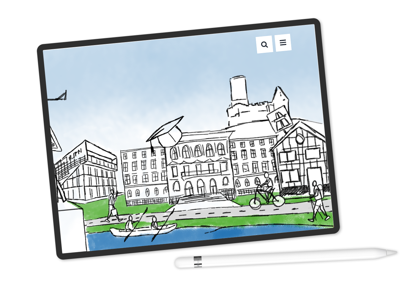 Skizze der Illustration für Headerbild der neuen Website - Landkreis Giessen