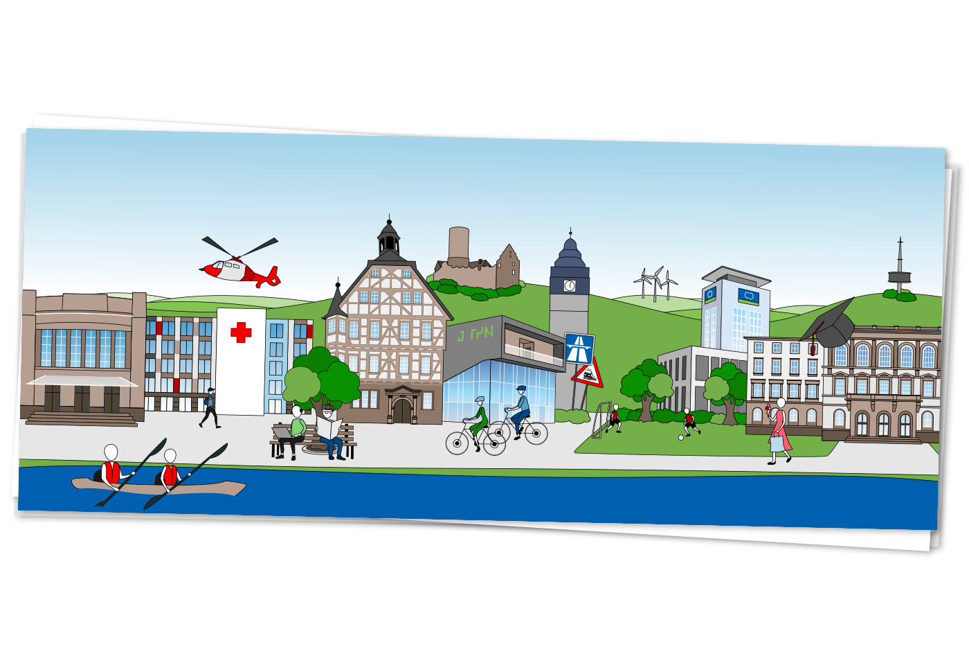 Mockup der fertigen Illustration - Headerbild der neuen Website für den Landkreis Giessen