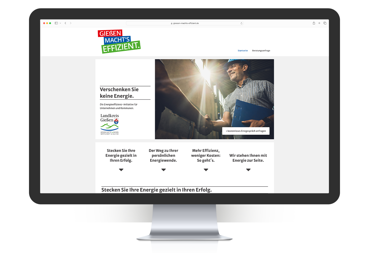 Wordpress-Website für die Energieeffizienz-Initiative des Landkreises Gießen "Gießen macht's effizient" inklusive responsivem Webdesign