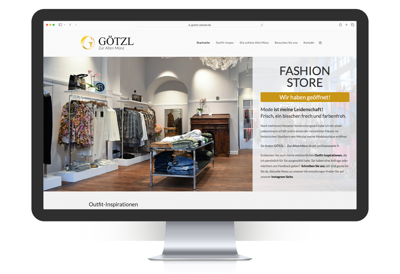 Wordpress-Website und Blog für Outfit-Inspirationen für wetzlarer Modeboutiqe "GÖTZL - Zur Alten Münz" inklusive responsivem Webdesign