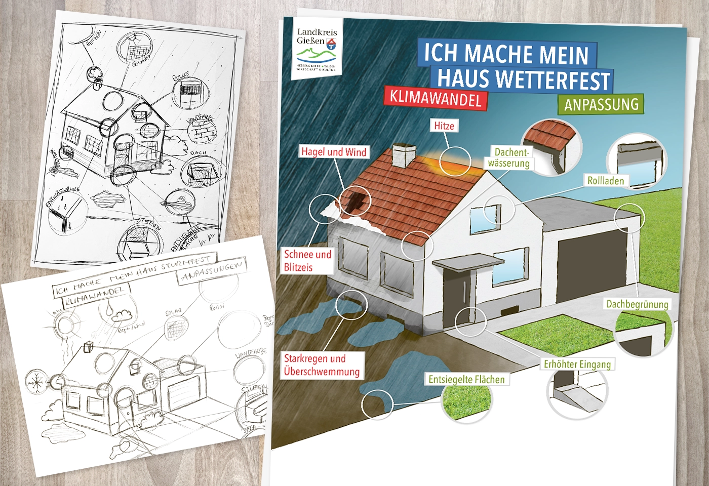Ich mache mein Haus wetterfest – Infografik für Stellwand auf Bauexpo für Landkreis Gießen (LKGI)