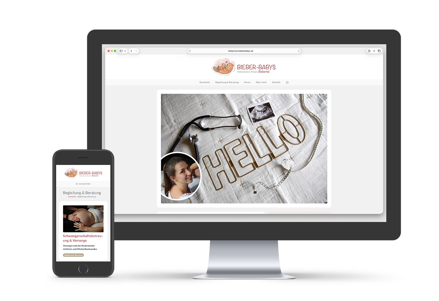 Wordpress-Webdesign für die Hebammen-Praxis "Bieber-Babys" in Bibertal